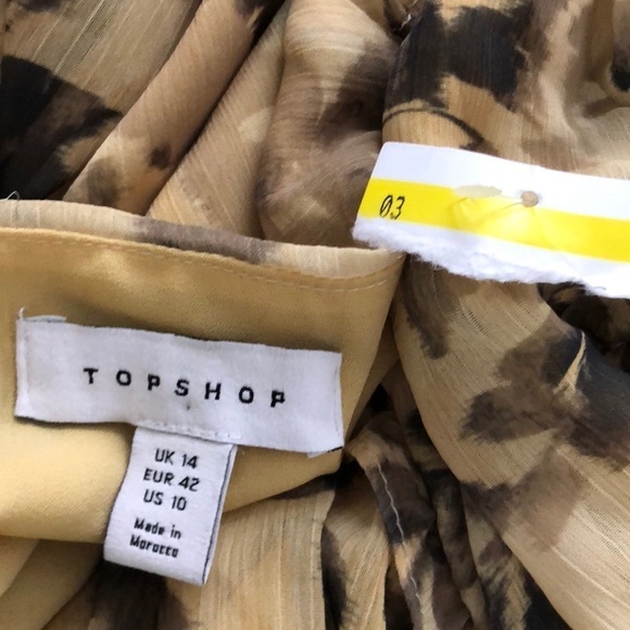 Topshop  Babydoll Dress Floral Scoop Neck Long Sleeve Boho Yellow NWT 10 - Picture 4 of 6